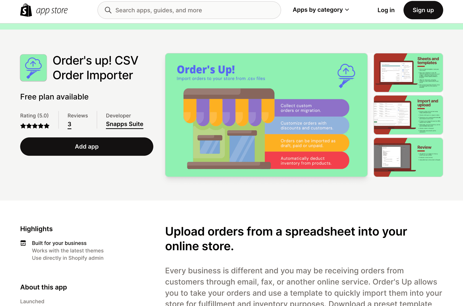 Order's Up! CSV Order Uploader
